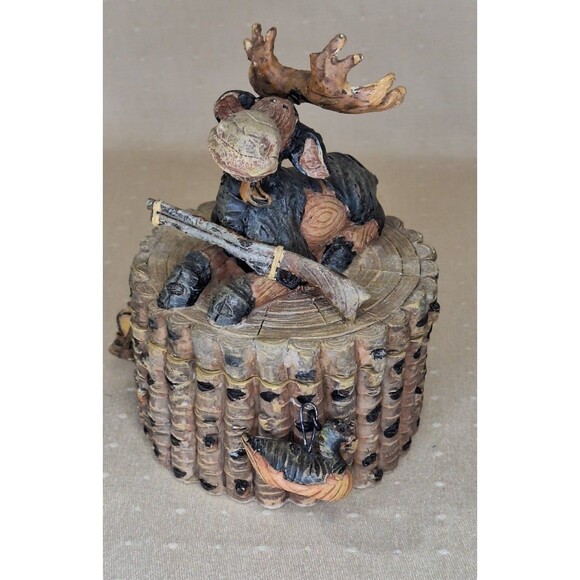 Moose Trinket Box Lodge Woodland Hunting Decor Rare Jewelry Box - Picture 1 of 11